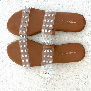 NWOT Madden Girl Clear Studded Sandals